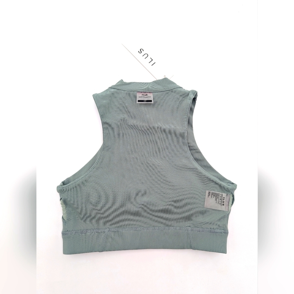 NWT ILUS Essential  Size XS Sea Foam High Neck Crop Top Front Zip It All In Bra - Picture 11 of 17